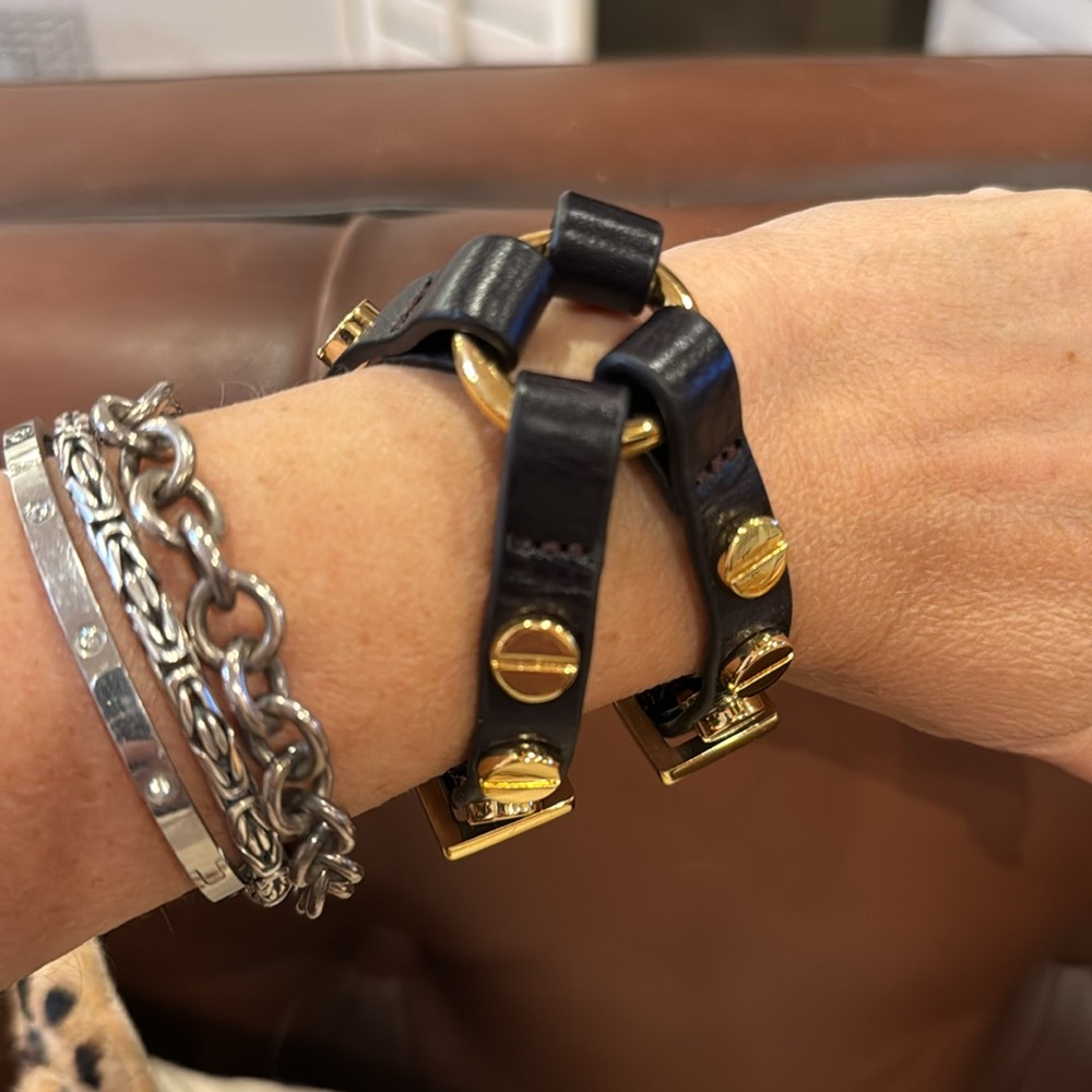 Double studded leather cuff